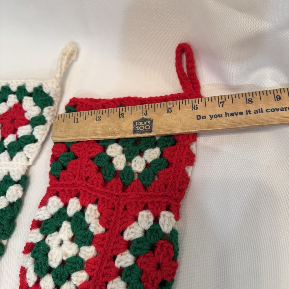 Handcrafted Crochet Holiday Stockings - Red, Green, and White - Picture 7 of 7